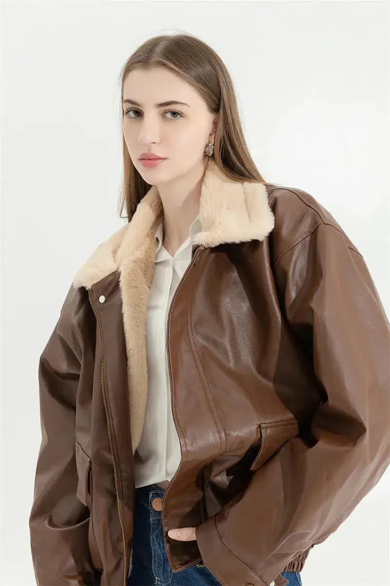 Double-Faced Faux Leather & Fur Jacket sold by Streetwear Society