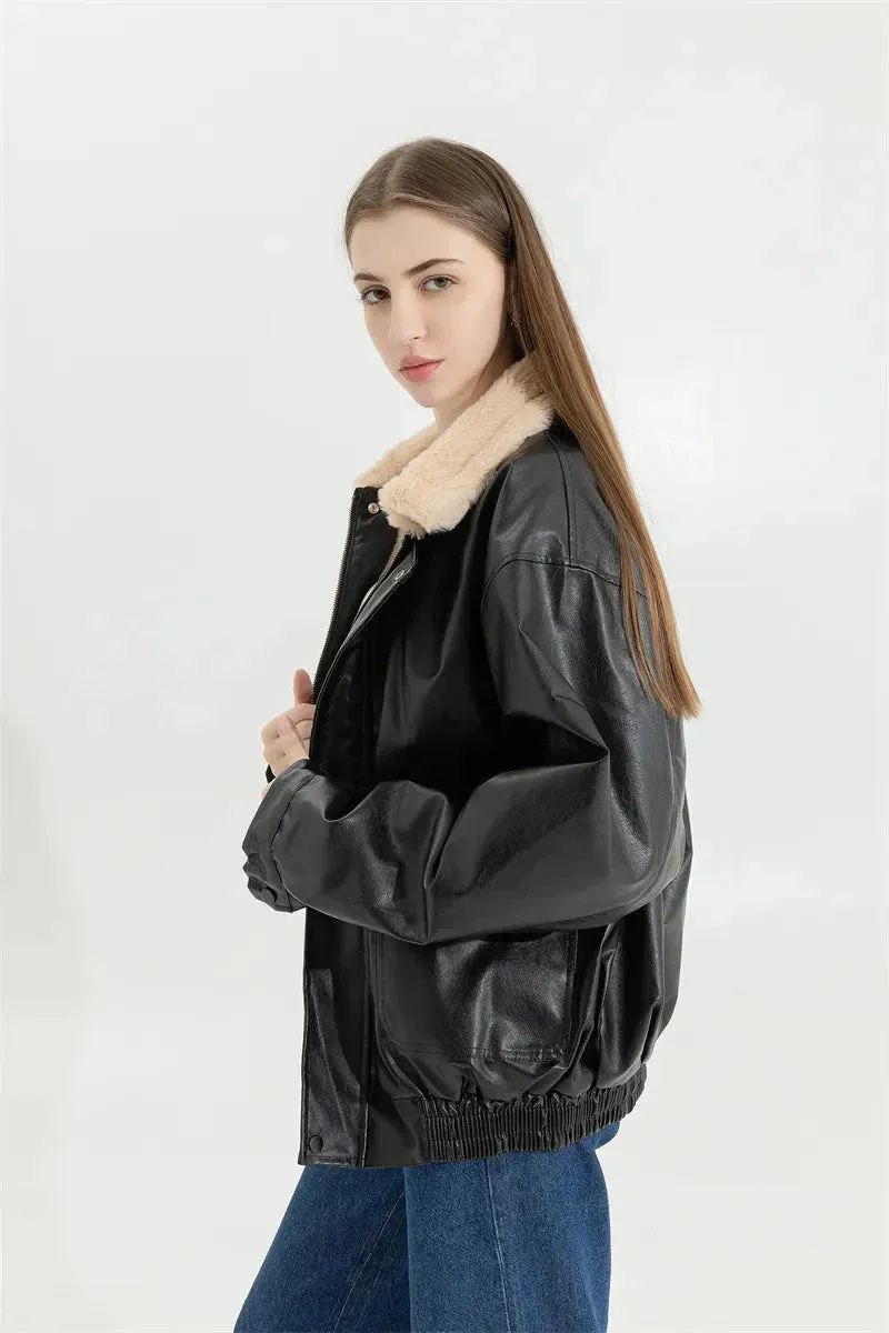 Double-Faced Faux Leather & Fur Jacket sold by Streetwear Society product image thumbnail 5