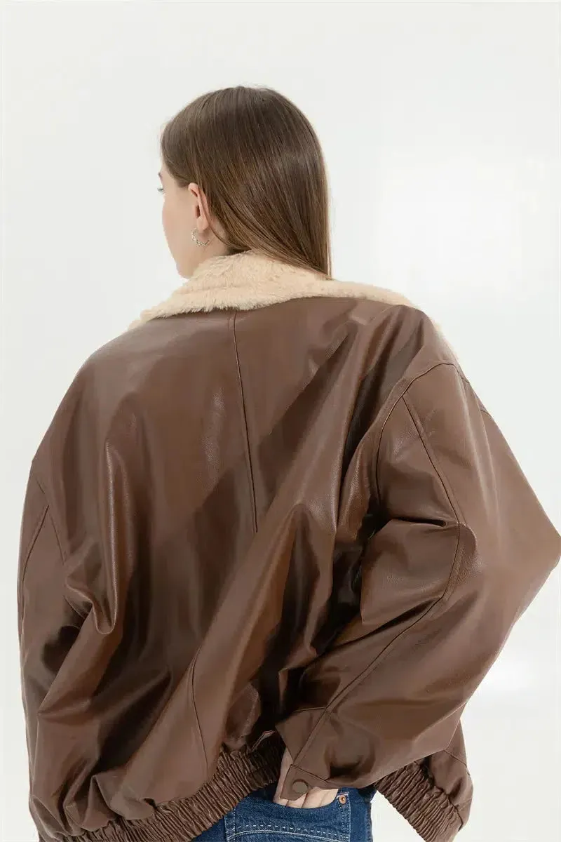 Double-Faced Faux Leather & Fur Jacket sold by Streetwear Society product image thumbnail 2