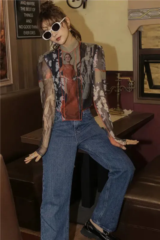 Vintage Asymmetric Patch Mesh Top sold by Streetwear Society