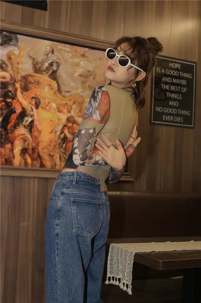 Vintage Asymmetric Patch Mesh Top sold by Streetwear Society product image thumbnail 3