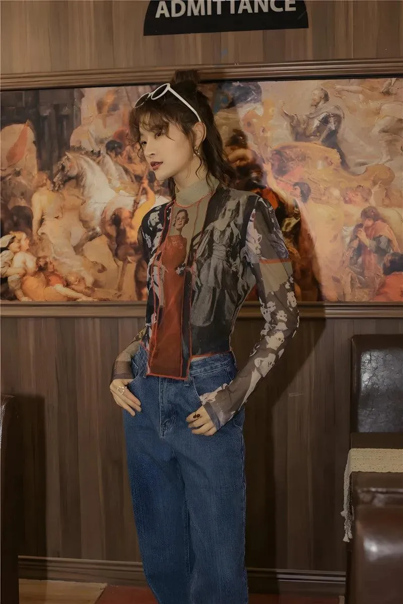 Vintage Asymmetric Patch Mesh Top sold by Streetwear Society product image thumbnail 4