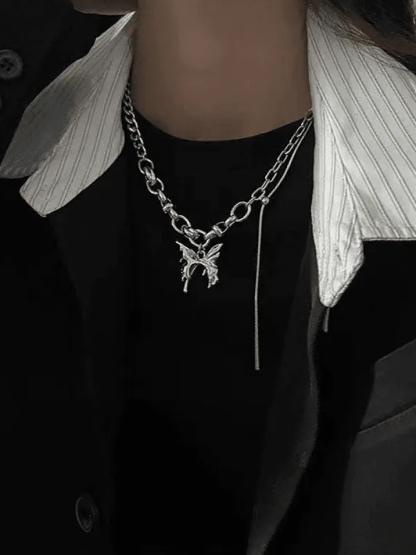 Link chain necklace with butterfly pendant sold by Streetwear Society