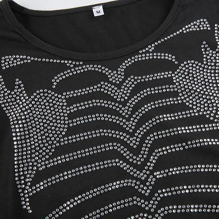 Skeleton Rhinestone Long Sleeve Top sold by Streetwear Society product image thumbnail 3