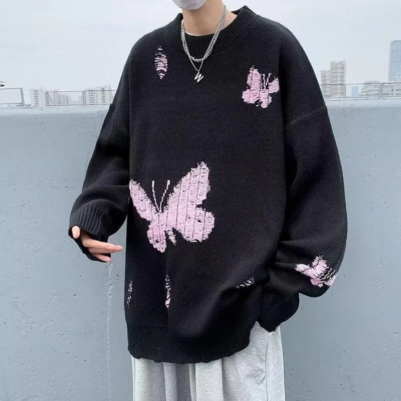 Butterfly Distressed Knitted Sweater sold by Streetwear Society