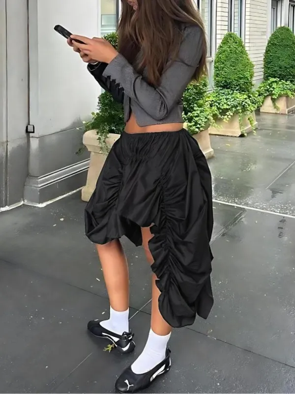 Asymmetric Ruched Mini Skirt sold by Streetwear Society