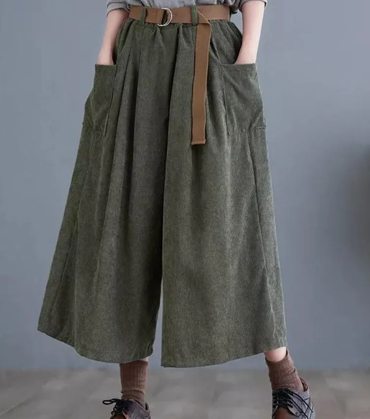 Dark Academia Wide Leg Corduroy Pants sold by Streetwear Society product image thumbnail 5