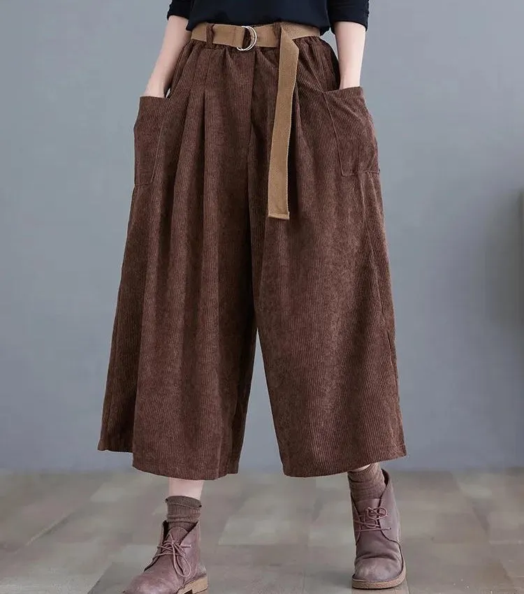 Dark Academia Wide Leg Corduroy Pants sold by Streetwear Society