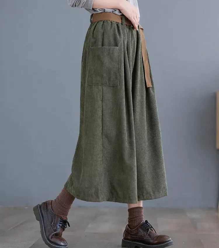 Dark Academia Wide Leg Corduroy Pants sold by Streetwear Society product image thumbnail 3