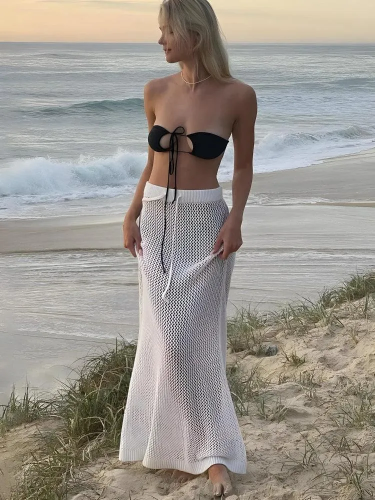 Crochet Beach Maxi Skirt sold by Streetwear Society
