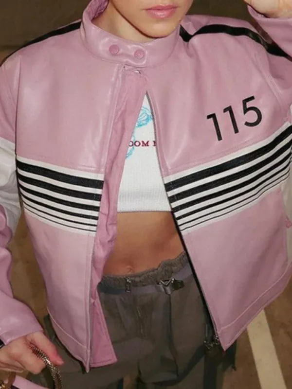 Striped Contrast Color Splice Leather Jacket sold by Streetwear Society