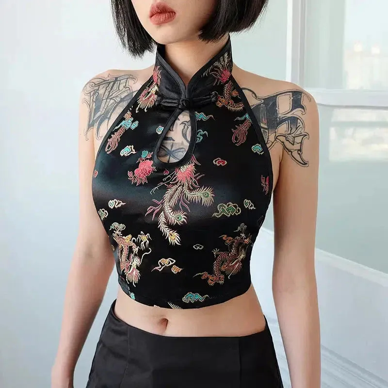 Dragon Backless Crop Top sold by Streetwear Society