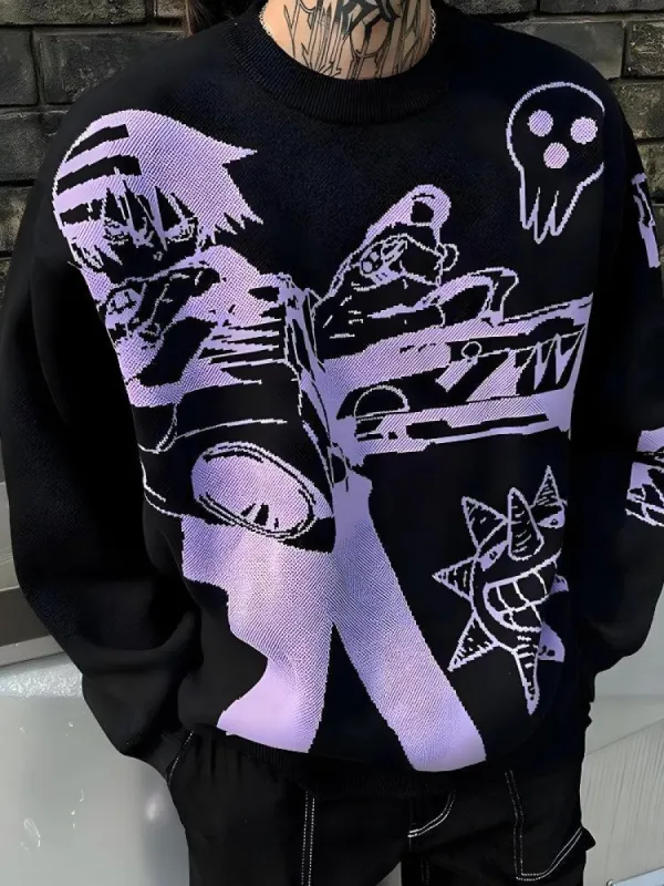 Y2K Anime Knitted Sweater sold by Streetwear Society