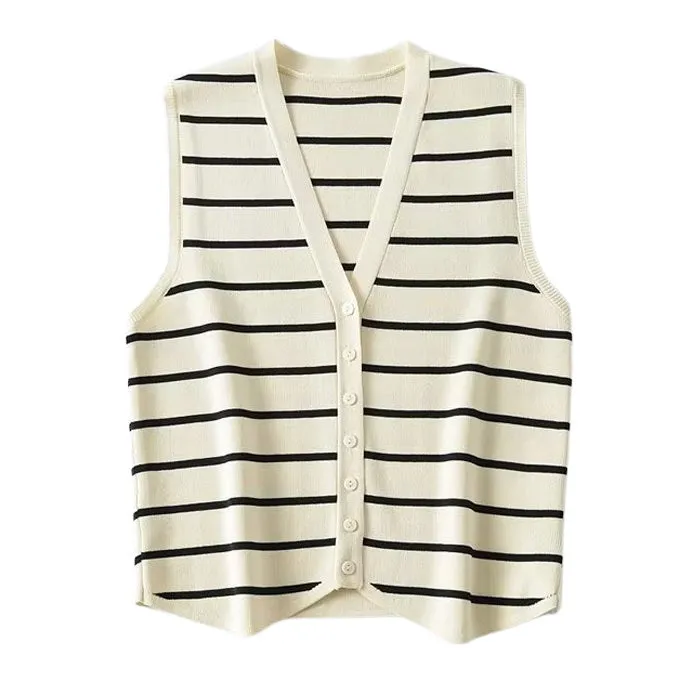 Like a French Striped Button Up Vest sold by Streetwear Society product image thumbnail 4