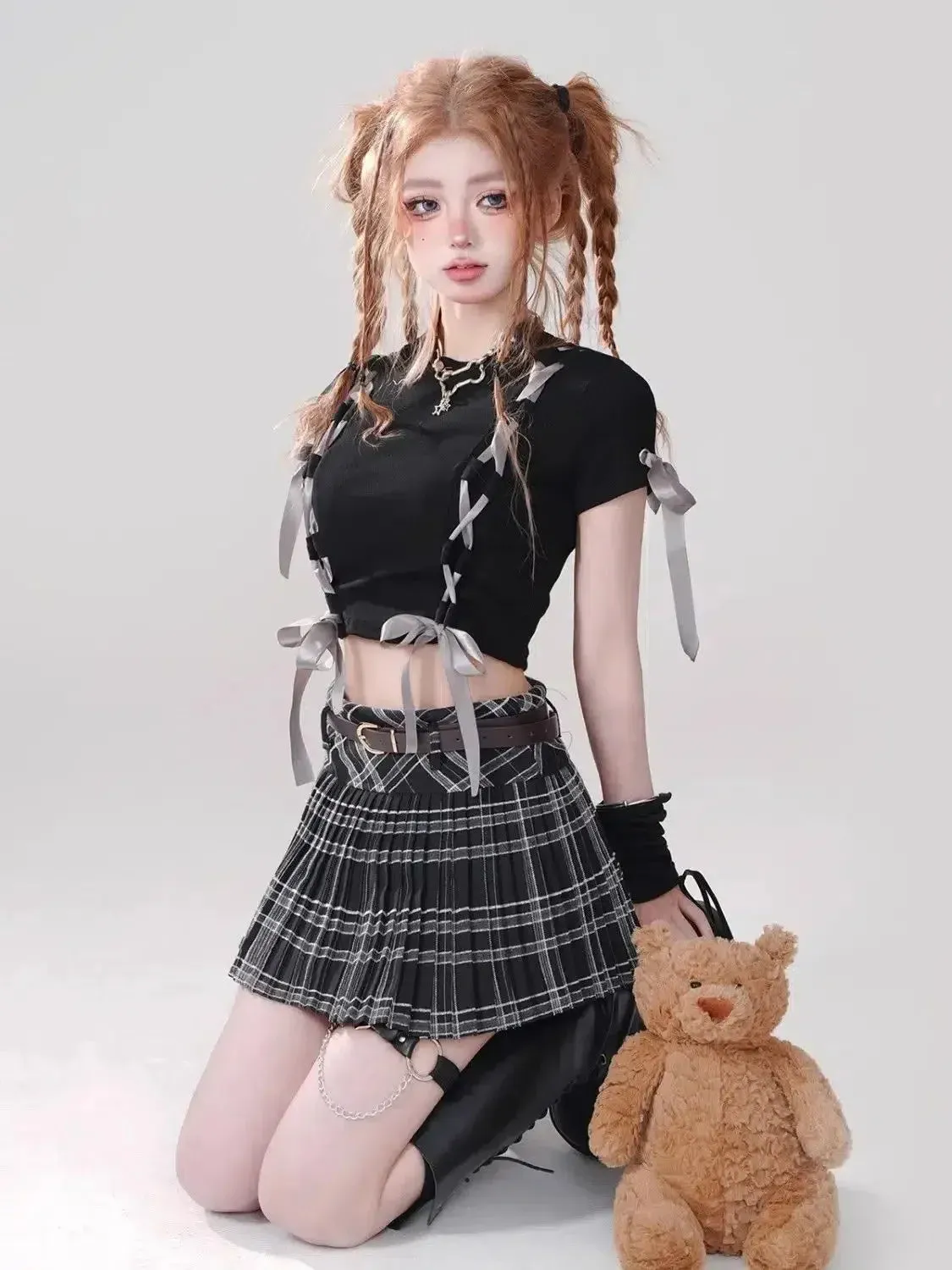 Grunge Coquette Lace Up Crop Top sold by Streetwear Society product image thumbnail 2