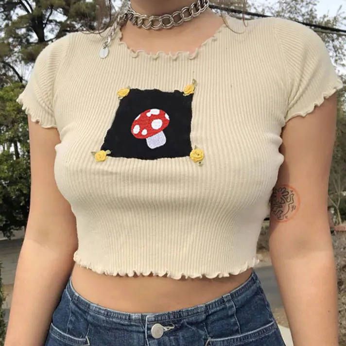 Mushroom Retro Aesthetic Tee sold by Streetwear Society product image thumbnail 3