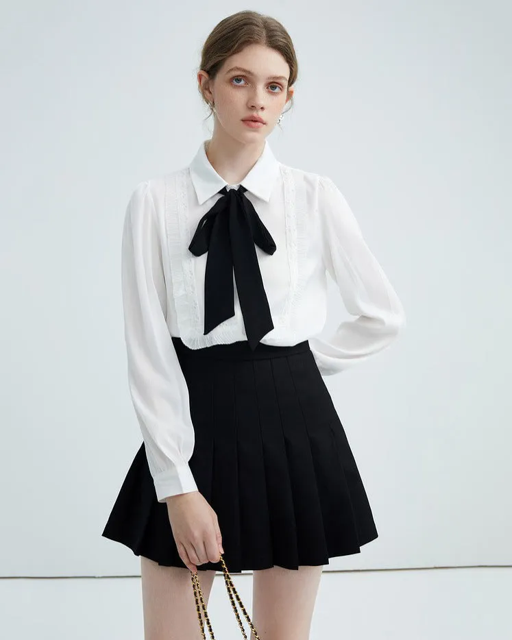 Good Manners Ruffle Bow Tie Neck Shirt sold by Streetwear Society product image thumbnail 3