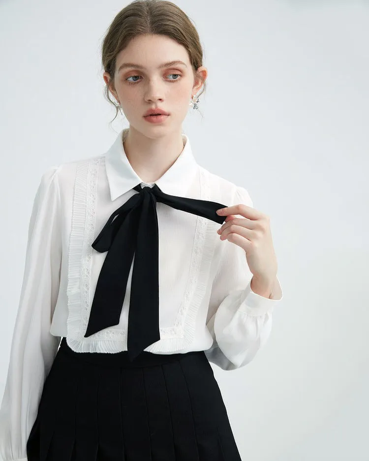 Good Manners Ruffle Bow Tie Neck Shirt sold by Streetwear Society product image thumbnail 2