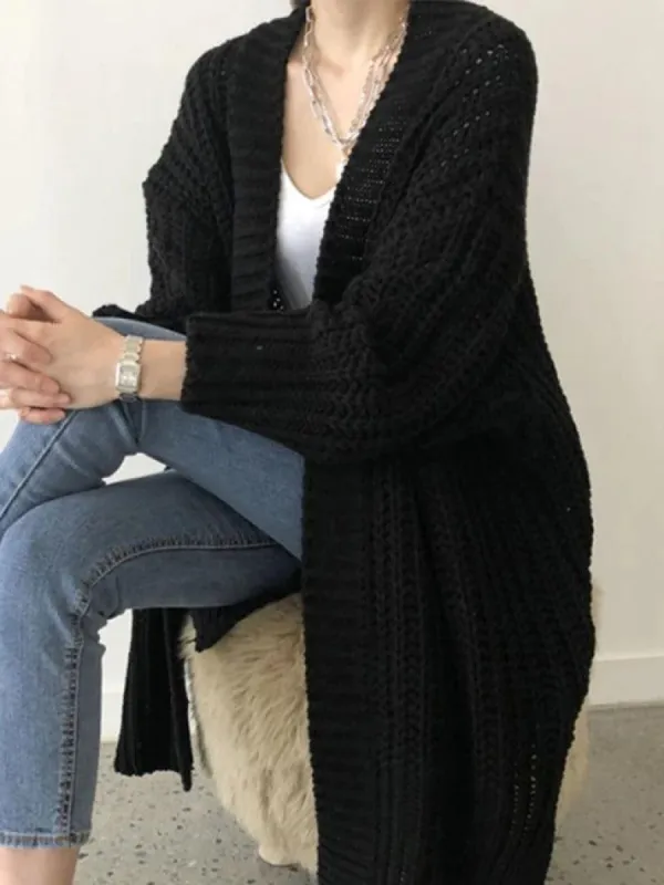 Solid color slit crochet loose cardigan sold by Streetwear Society