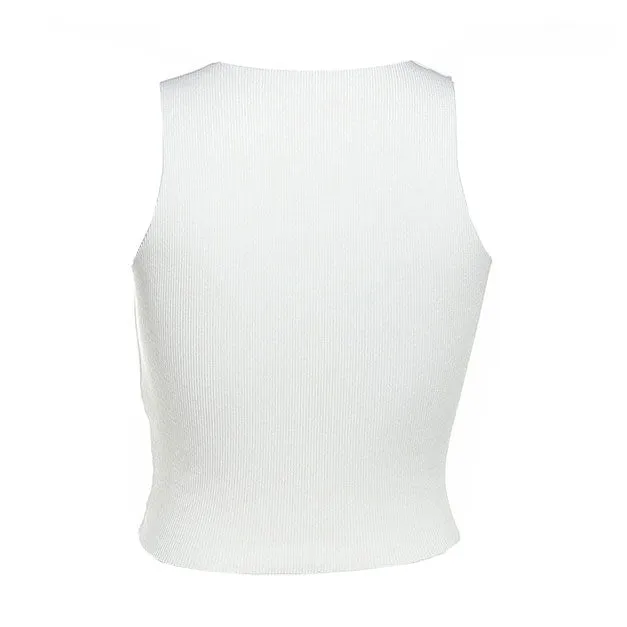 Portrait Fashion Button Ribbed Top sold by Streetwear Society product image thumbnail 3