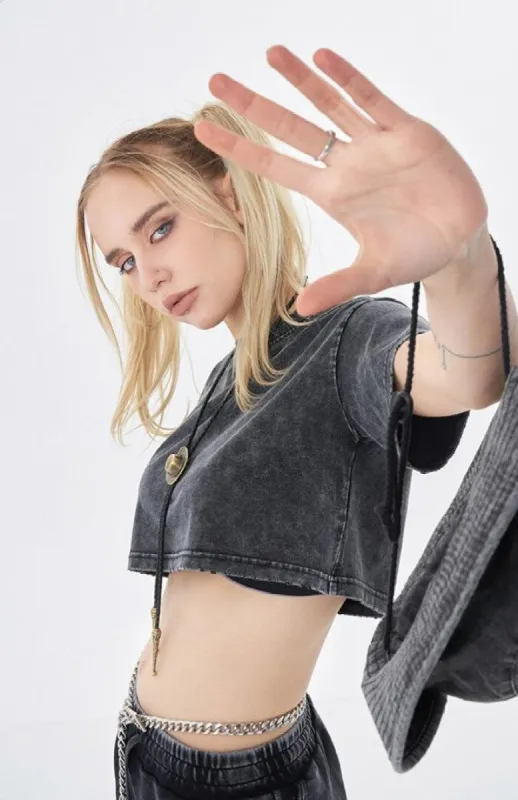 Grunge Washed Crop Top sold by Streetwear Society