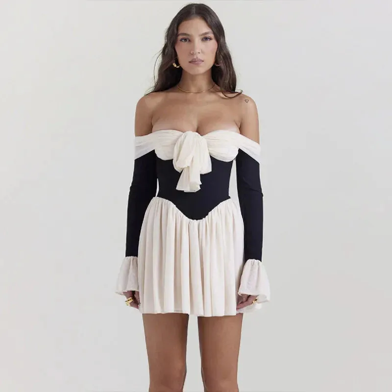 Tie Front Off Shoulder Corset Mini Dress sold by Streetwear Society
