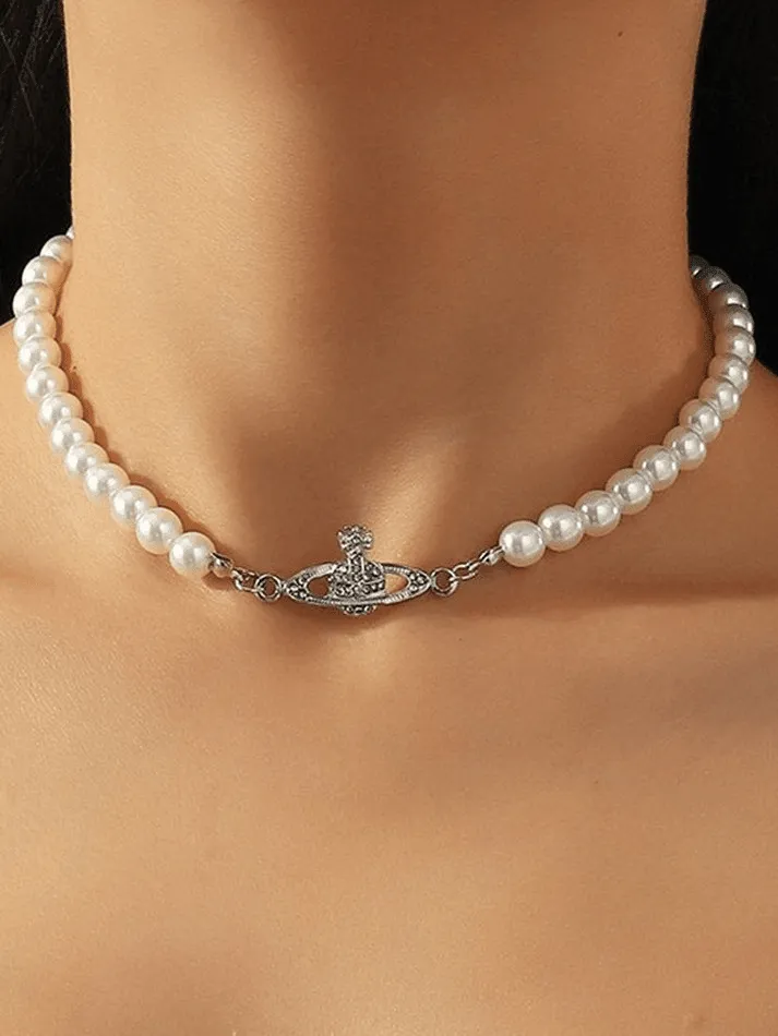 Faux pearl necklace with planet detail sold by Streetwear Society product image thumbnail 3