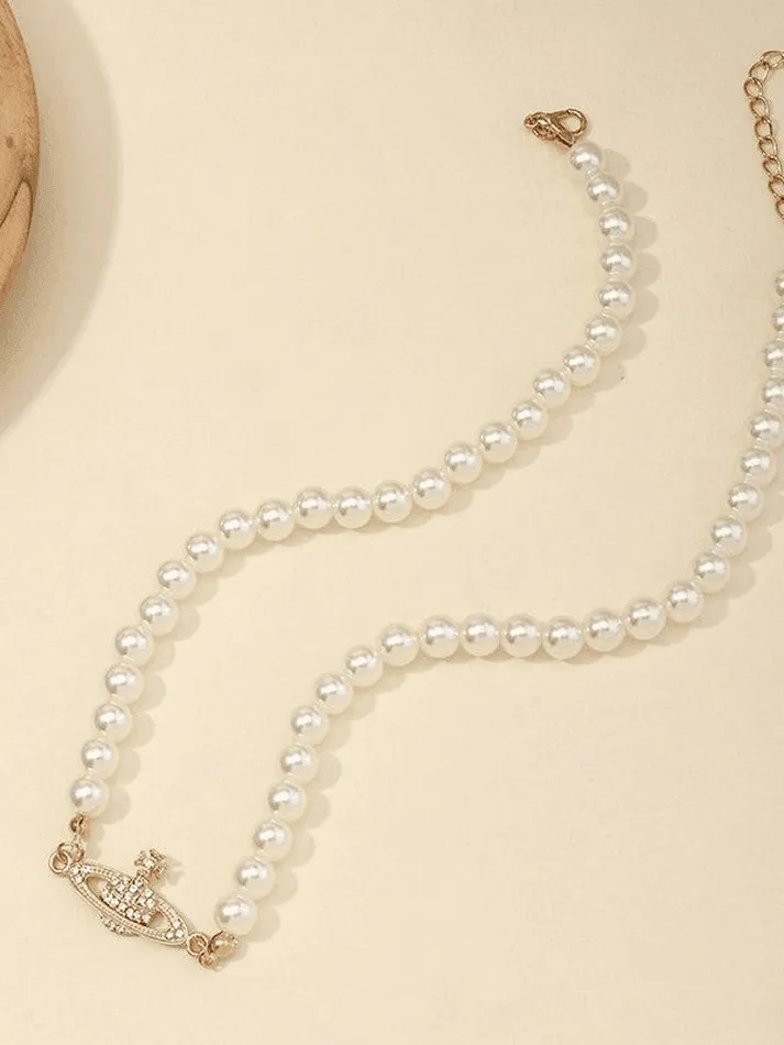 Faux pearl necklace with planet detail sold by Streetwear Society product image thumbnail 2