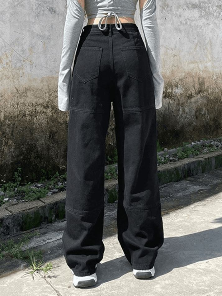 Faded black baggy cargo jeans with pocket sold by Streetwear Society product image thumbnail 4