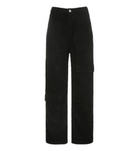 Faded black baggy cargo jeans with pocket sold by Streetwear Society