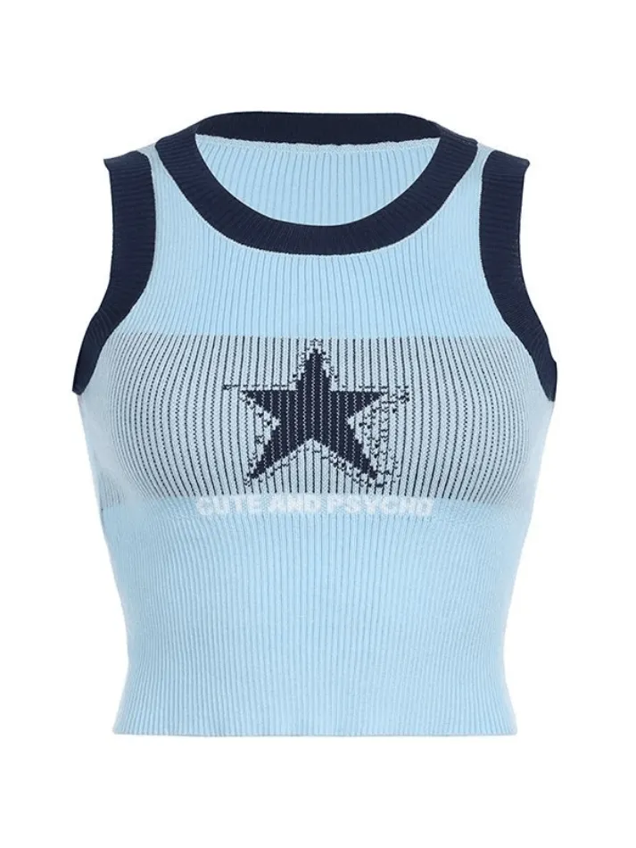 Knitted Star Cropped Tank Top sold by Streetwear Society product image thumbnail 5