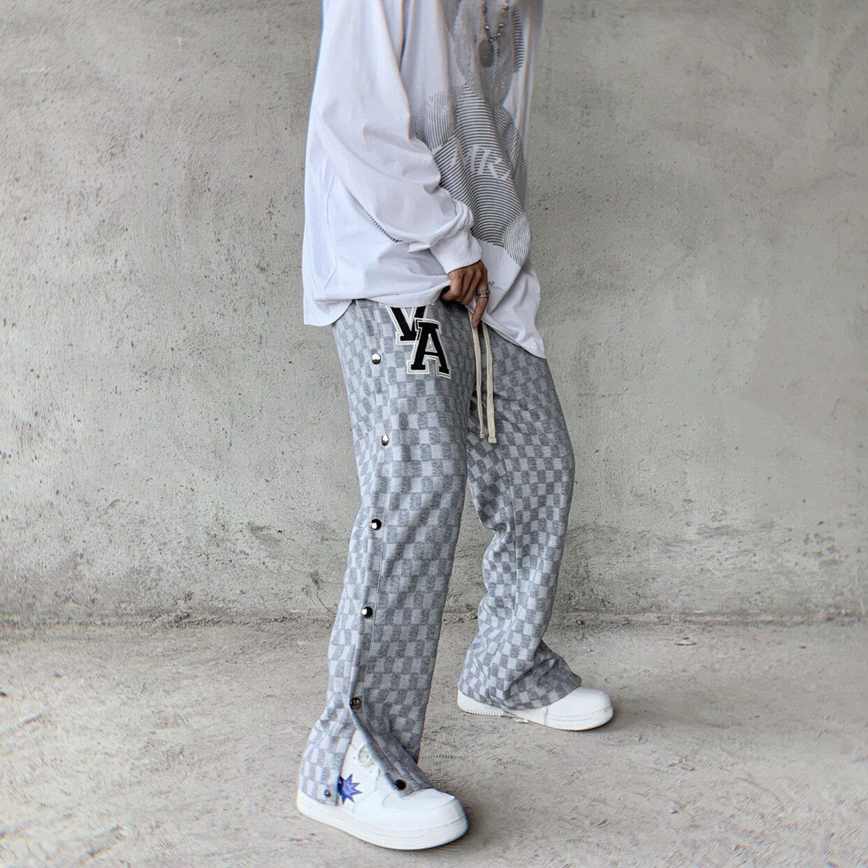Men's Side Button Checked Punk Pants sold by Streetwear Society product image thumbnail 5