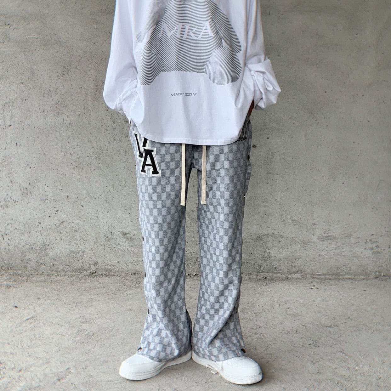 Men's Side Button Checked Punk Pants sold by Streetwear Society product image thumbnail 2