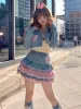 Kawaii Layered Denim Mini Skirt sold by Streetwear Society