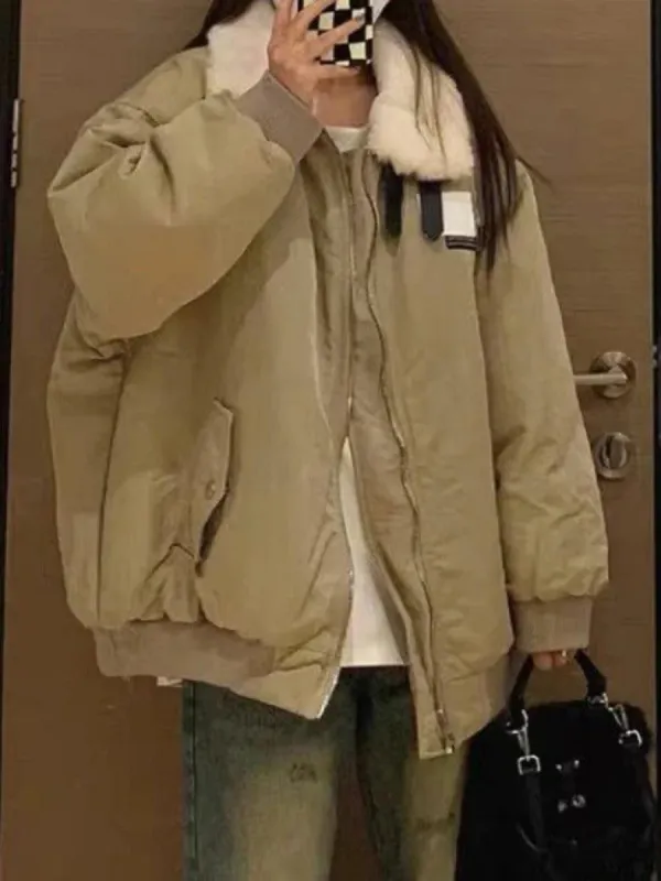 Vintage Fuzzy Collar Zip Up Jacket sold by Streetwear Society