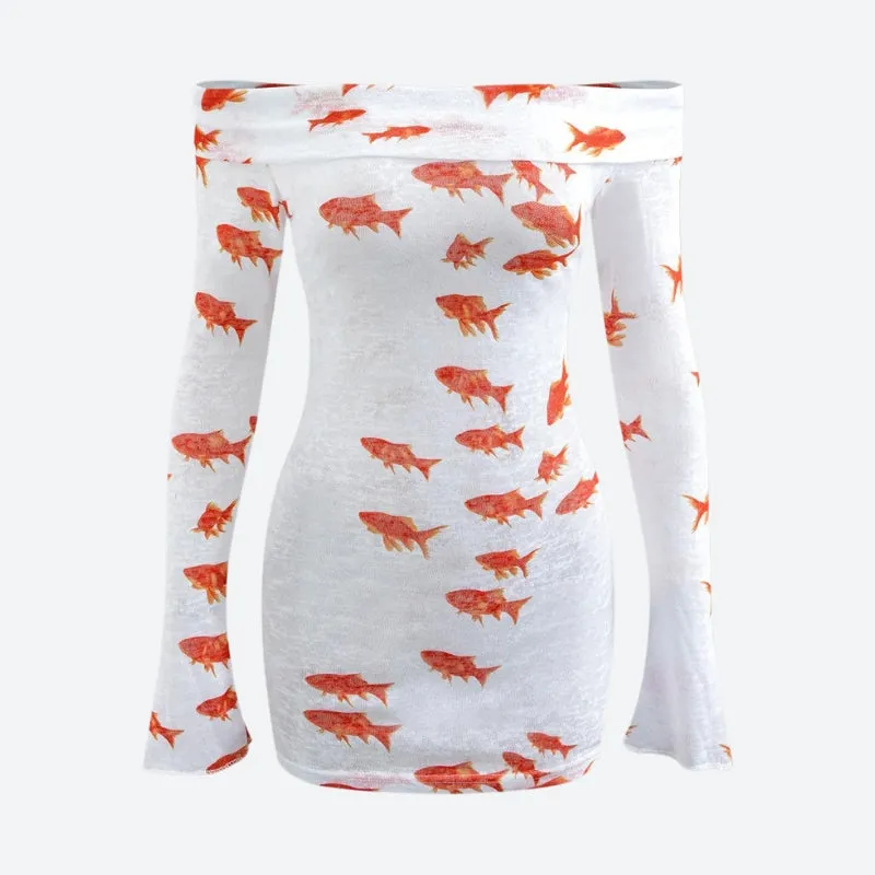Koi Fish Printed Mesh Mini Dress sold by Streetwear Society product image thumbnail 5