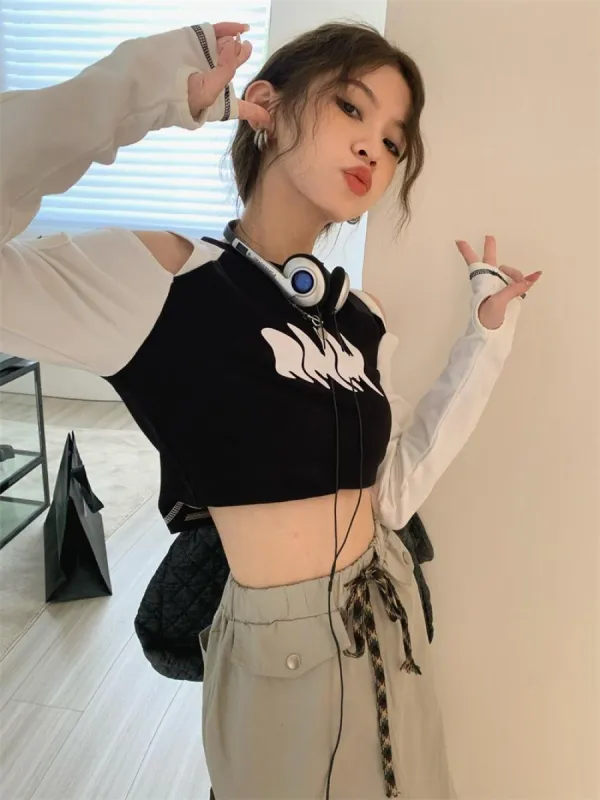 Grunge Cut-Out Crop Top sold by Streetwear Society