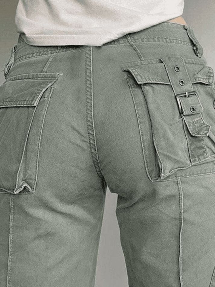 Baggy cargo jeans with zip fly and buckle strap sold by Streetwear Society product image thumbnail 3