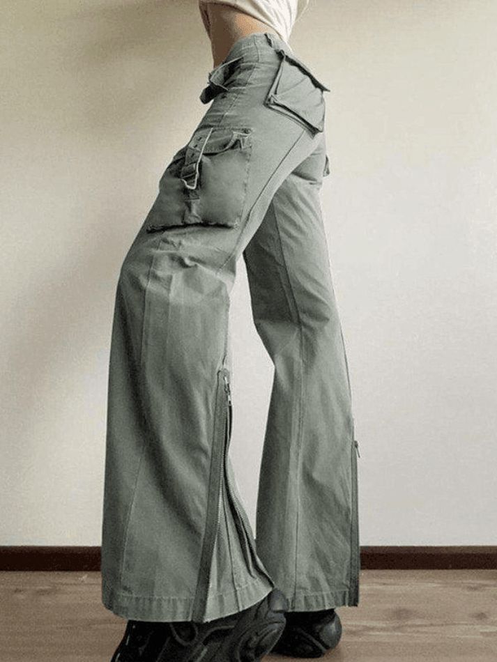 Baggy cargo jeans with zip fly and buckle strap sold by Streetwear Society product image thumbnail 2