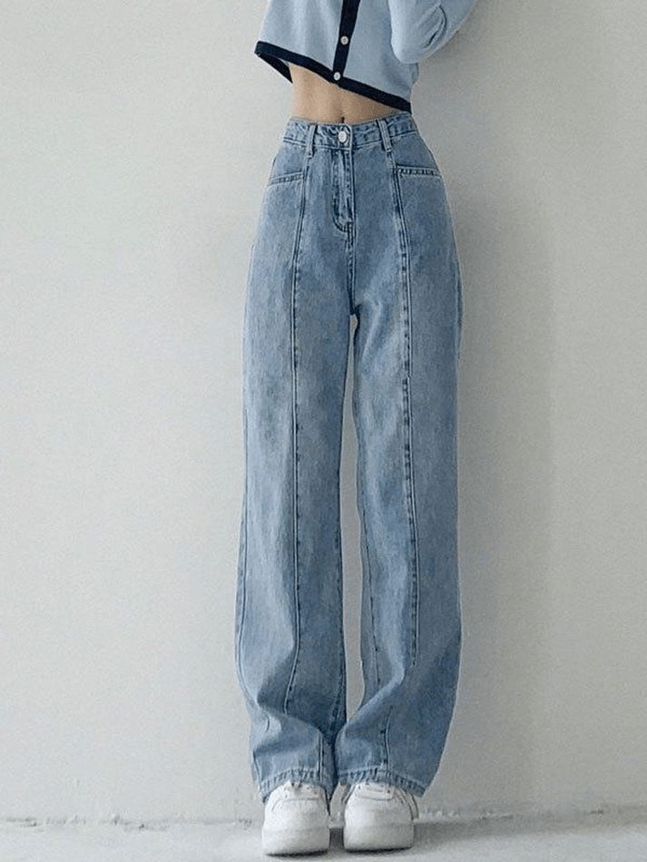 Faded boyfriend jeans with exposed seams sold by Streetwear Society