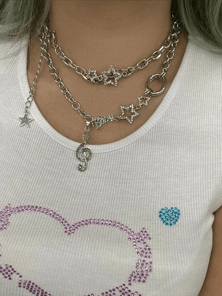 Rhinestone Decor Charm Necklace sold by Streetwear Society