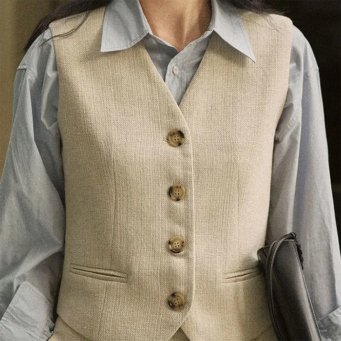 Old Money Aesthetic Linen Vest sold by Streetwear Society product image thumbnail 3