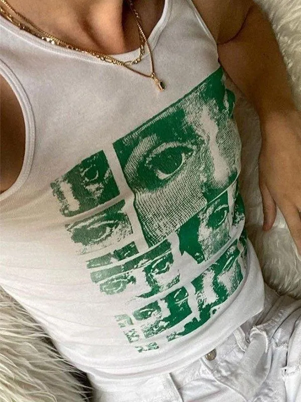 Staring Eye Graphic Crop Tank Top sold by Streetwear Society product image thumbnail 3