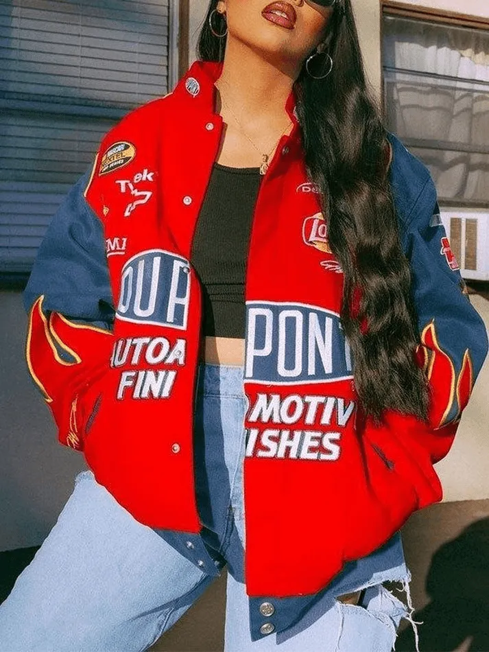Logo Print Moto Varsity Jacket sold by Streetwear Society