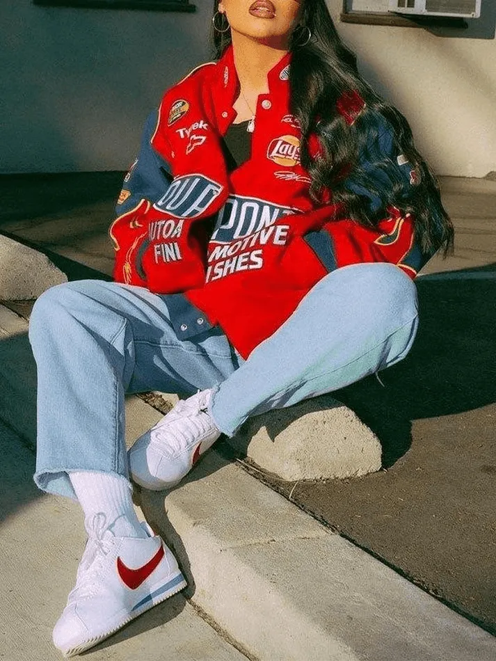 Logo Print Moto Varsity Jacket sold by Streetwear Society product image thumbnail 3