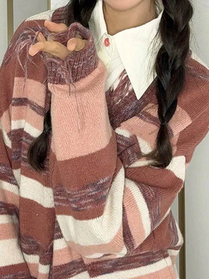 Tassel stripe v neck loose cardigan sold by Streetwear Society product image thumbnail 3