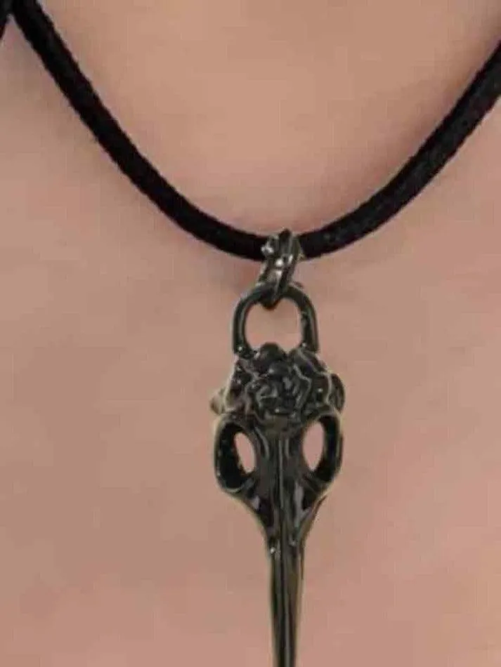 Velvet Lace-Up Skull Pendant Choker Necklace sold by Streetwear Society product image thumbnail 2