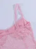 Pink Lace Crop Vest Tank Top sold by Streetwear Society