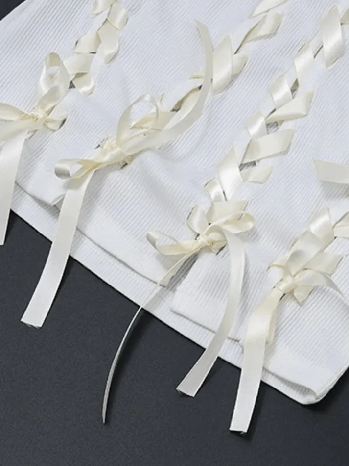 Lace Up Ribbed Cropped Tank Top sold by Streetwear Society product image thumbnail 4