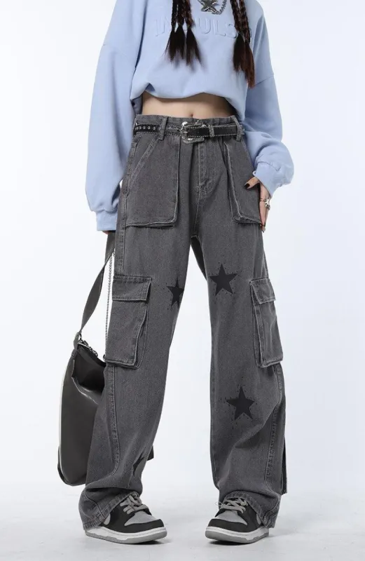 Y2K Star Printed Cargo Pants sold by Streetwear Society